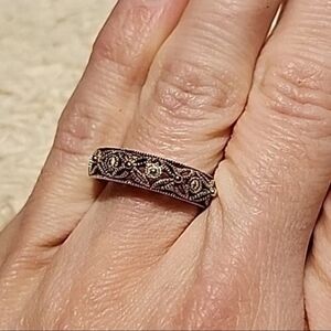 • LAN Marcasite Flower & Dot Design 925 Sterling Silver Ring Size 7.5
